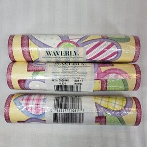 WAVERLY Dot Stripe Heart & Flower Wallpaper BORDER Lot 3 Rolls Gingham Patches